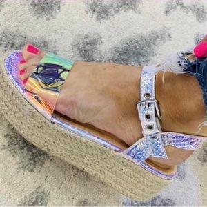 Holographic sandals sz 6